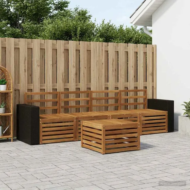 vidaXL Buiten bankenset 5 st 4-zits Naturel Massief Acaciahout