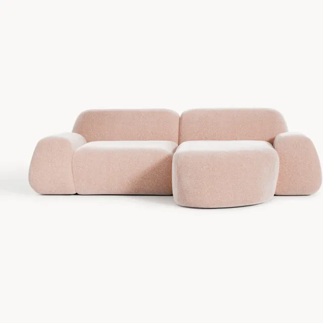 Westwing Collection Modulaire hoekbank Wolke (3-zits) roze