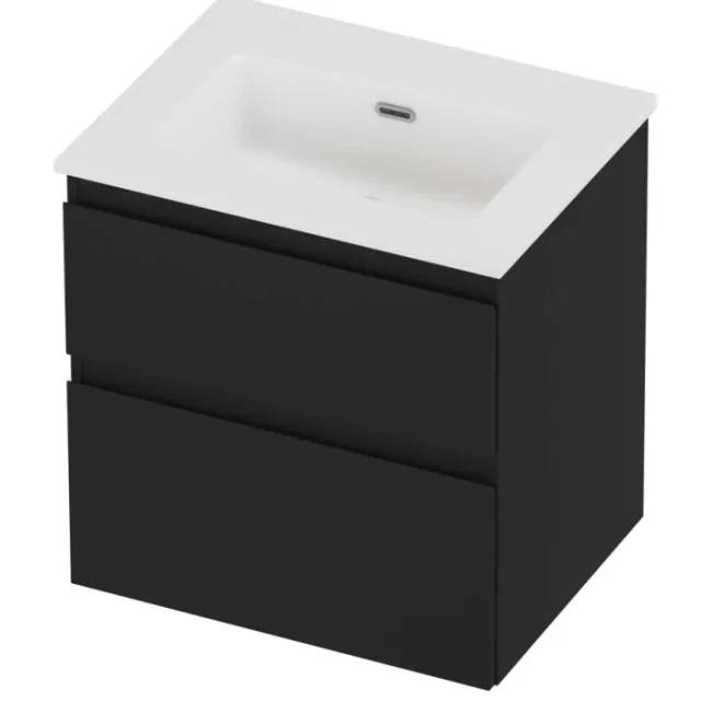 Proline Tribute Badmeubelset Porselein Elegant Zonder Kraangat 60x46x62 cm Mat White Mat Zwart