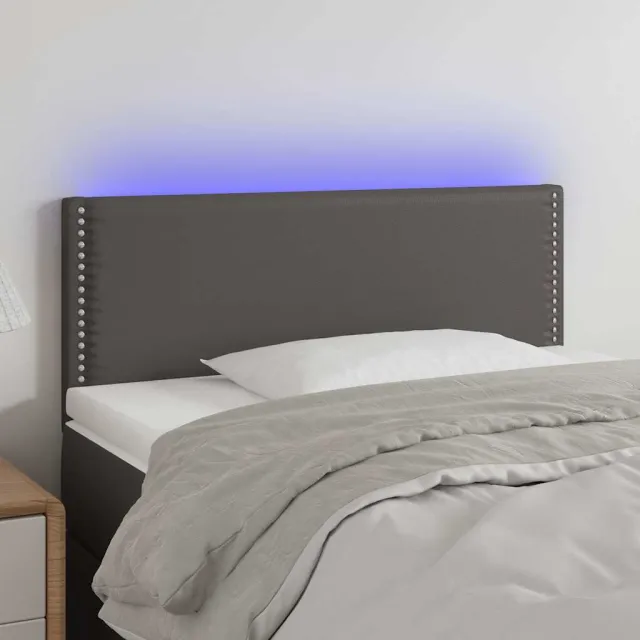 vidaXL Hoofdbord LED 80x5x78/88 cm kunstleer grijs