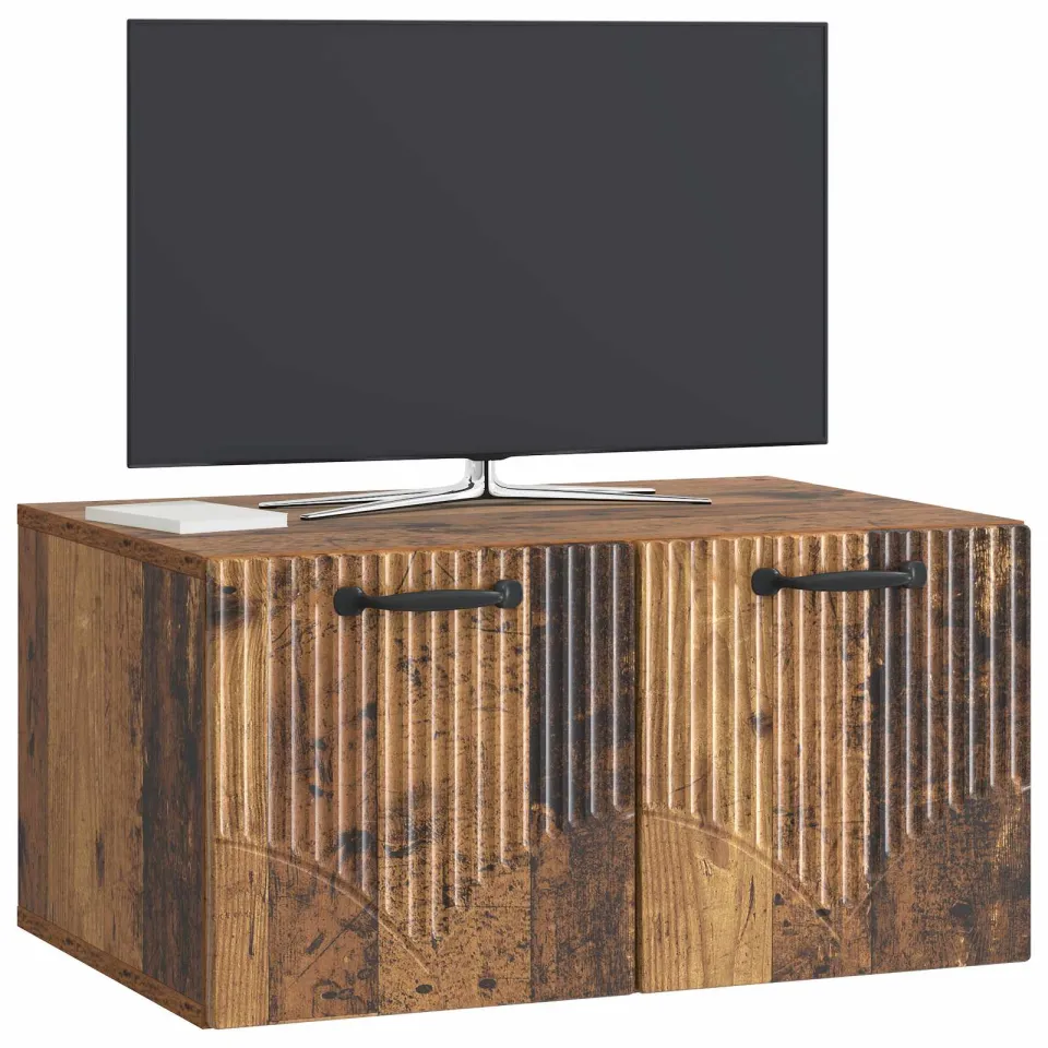 vidaXL Wandbeugel TV-kast Oud hout 59,5 x 41 x 30 cm Bewerkt hout Bruin