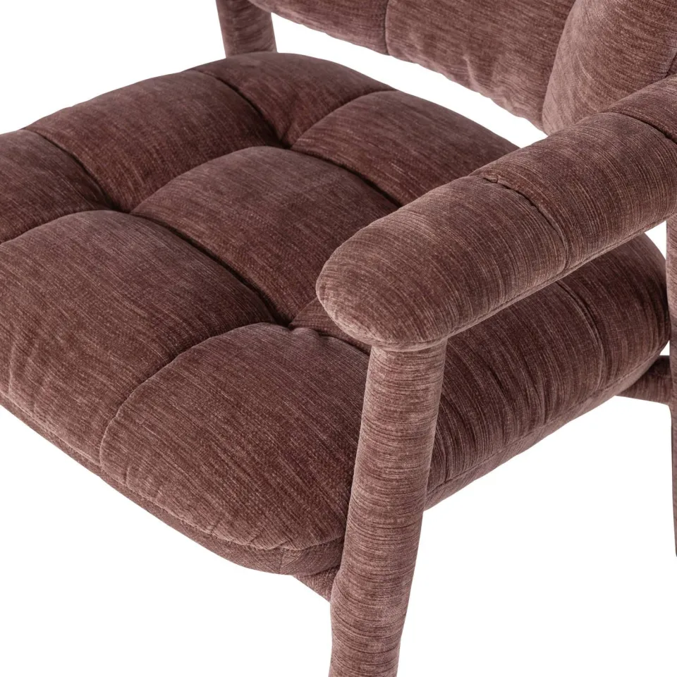 WOOOD Loom Fauteuil - Chenille - Structuur Oudroze - 81x72x73, foto 7