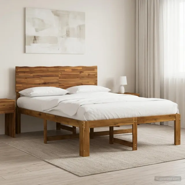 vidaXL Tweepersoonsbed met hoofdeinde ROSTOCK Naturel 160 x 200 cm Bruin