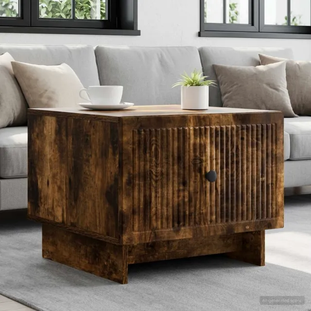 vidaXL Salontafel Gerookt eiken 49 x 50 x 40 cm Bewerkt hout, foto 2