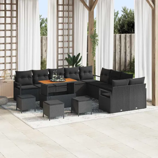 vidaXL Tuin Sofa Set 14 st Zwart poly rattan