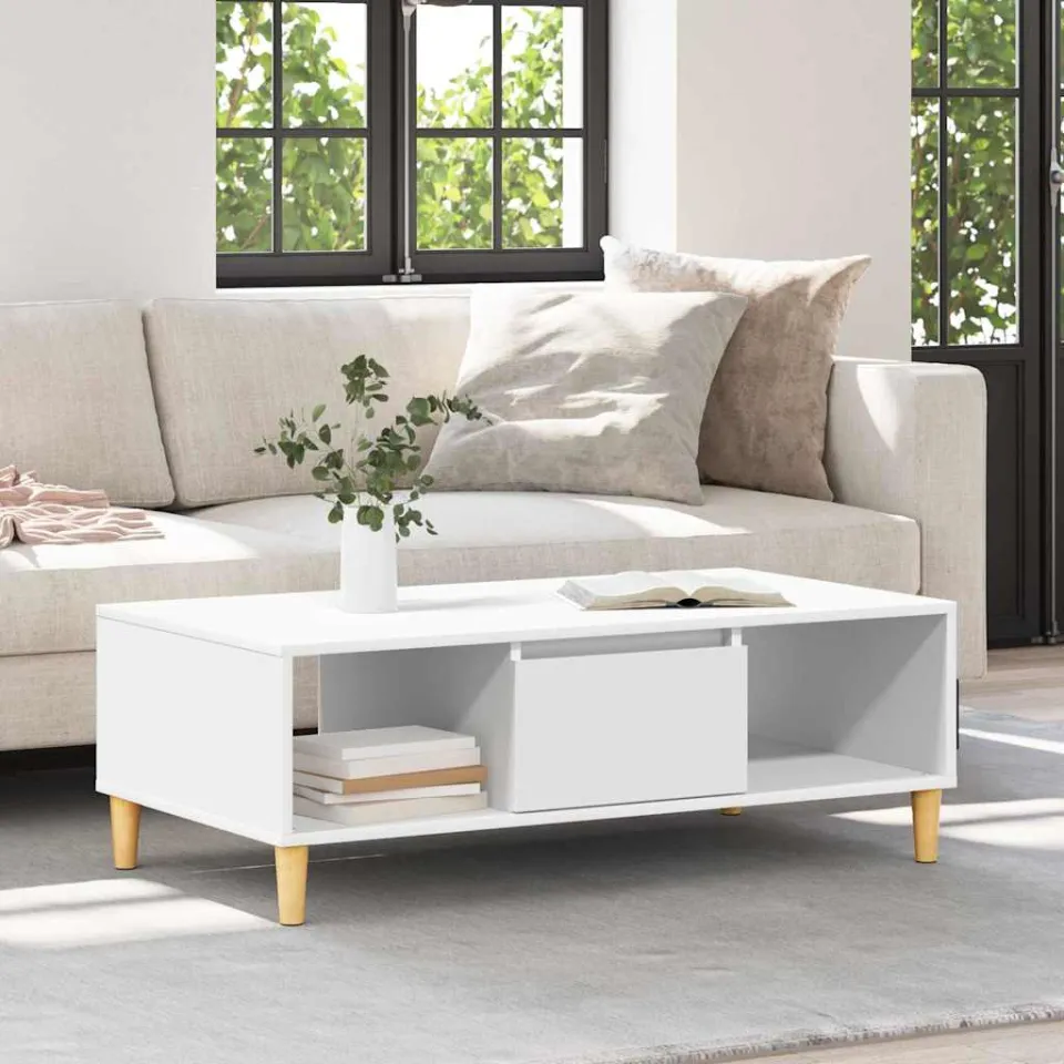 vidaXL Salontafel Wit 102 x 55 x 35 cm Bewerkt hout, foto 3