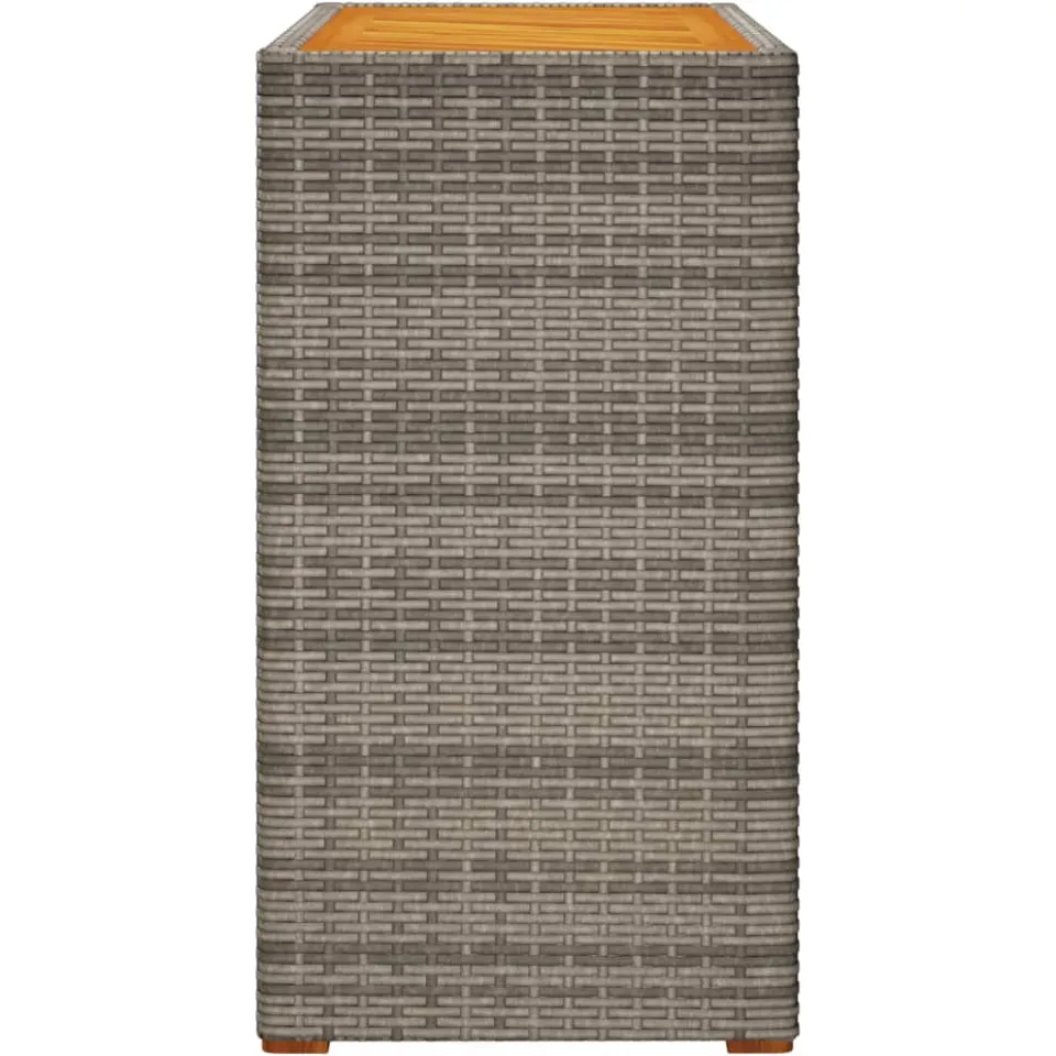 vidaXL Tuinbijzettafel met houten blad 100x40x75 cm poly rattan grijs, foto 4