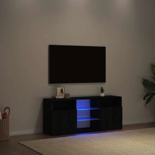 vidaXL Tv-meubel met LED 120x30x50 cm bewerkt hout zwart eiken, foto 2
