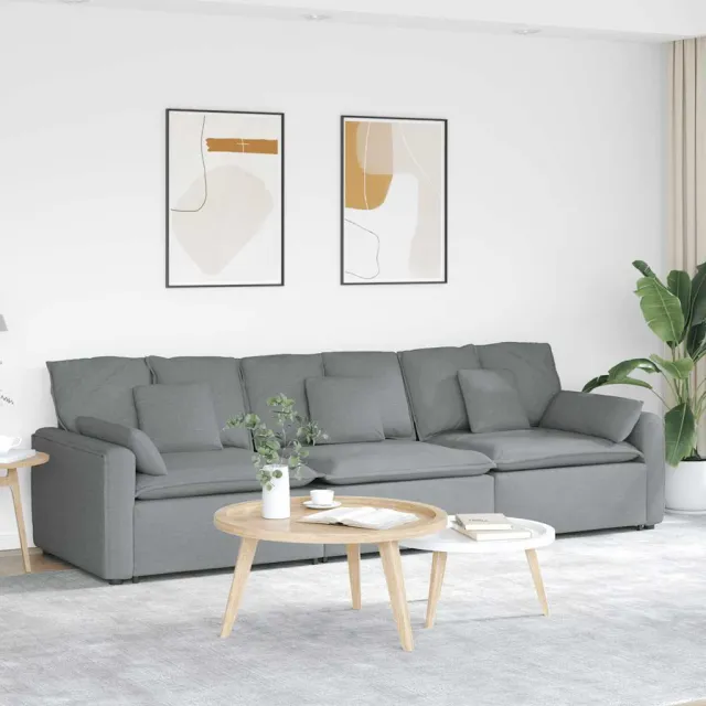 vidaXL Modulaire bank met kussens lichtgrijs