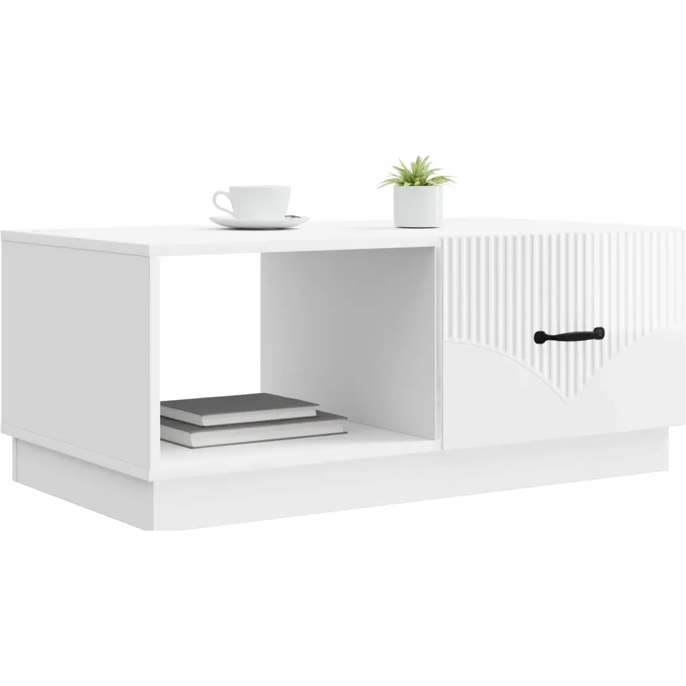 vidaXL Salontafel Hoogglans Wit 90 x 50 x 37 cm Bewerkt hout, foto 2