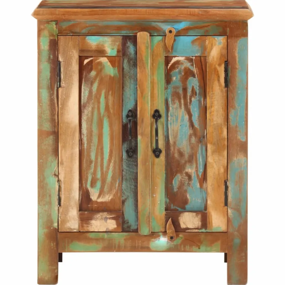vidaXL Dressoir met 2 deuren 55x30x70 cm massief gerecycled hout meerkleurig, foto 2
