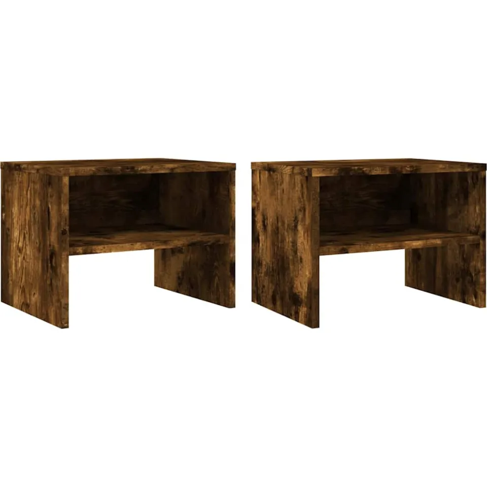 vidaXL Nachtkastjes 2 st 40x30x30 cm bewerkt hout gerookt eikenkleurig, foto 3