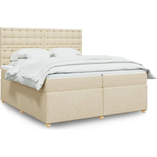 vidaXL Boxspring met matras stof crèmekleurig 200x200 cm