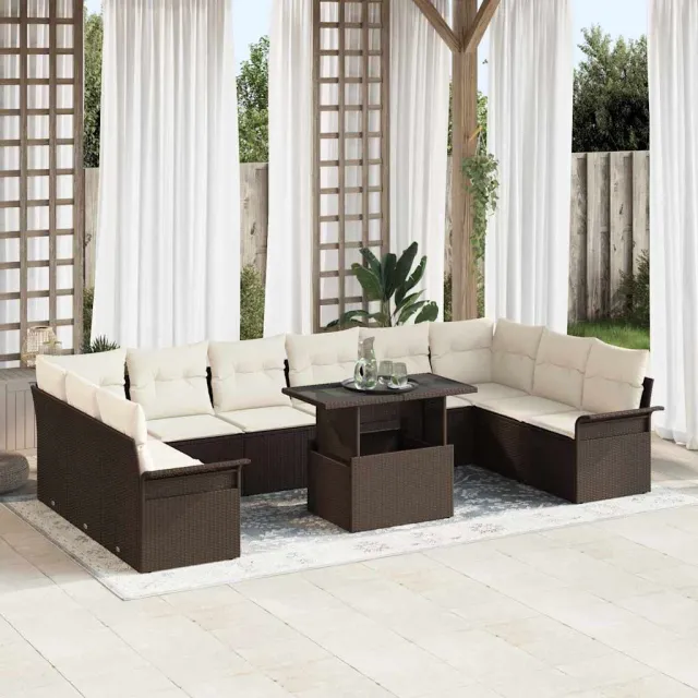 vidaXL Tuin Sofa Set 11 st Bruin Poly riet