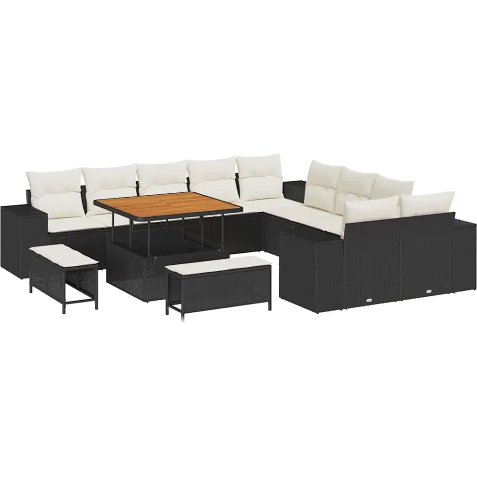 vidaXL Tuin Sofa Set 13 st Zwart poly rattan, foto 4