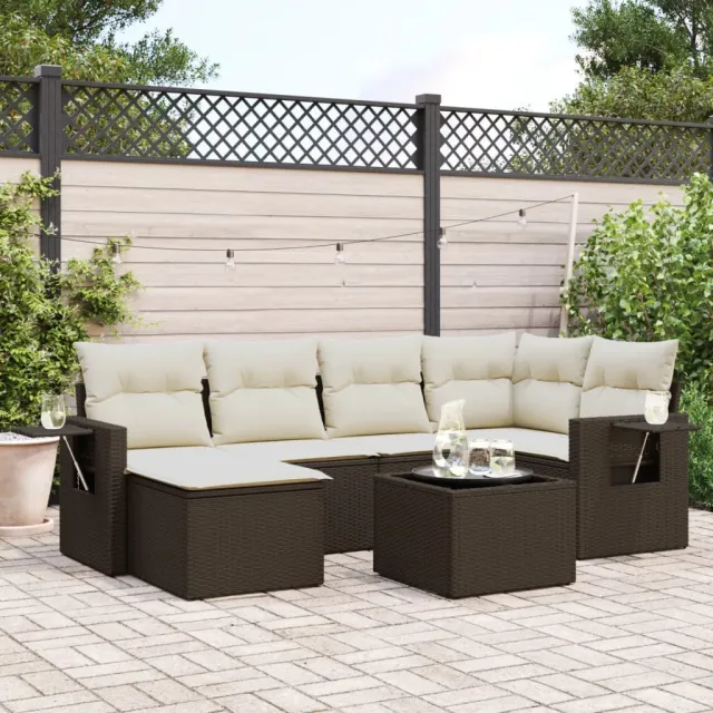 vidaXL 7-delige Loungeset met kussens poly rattan bruin, foto 2