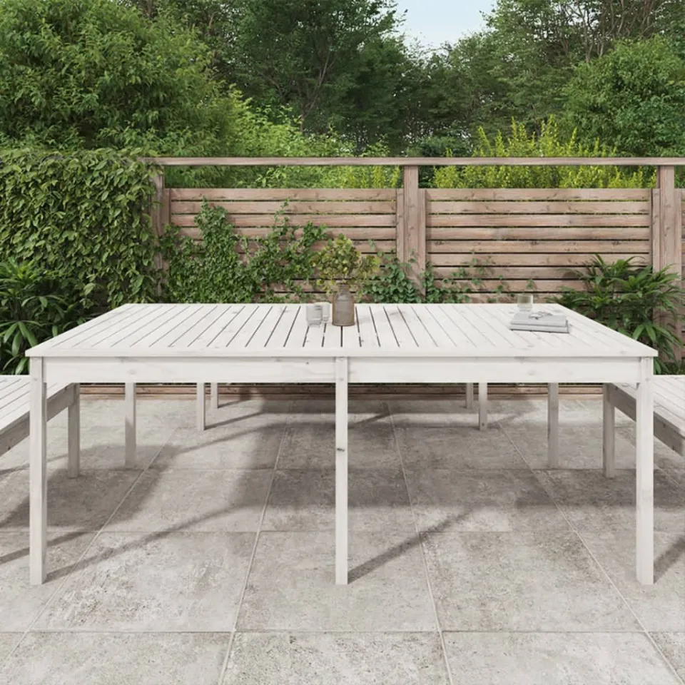 vidaXL Tuintafel 203,5x100x76 cm massief grenenhout wit, foto 3