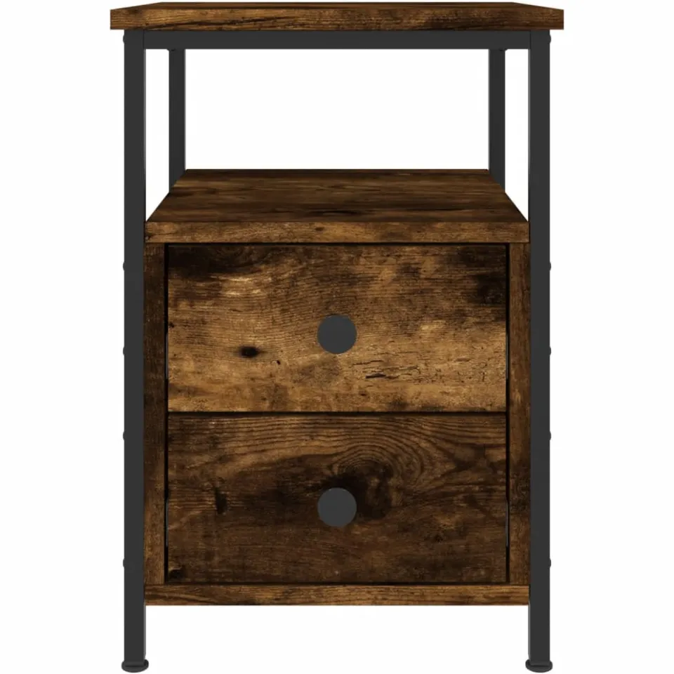 vidaXL Nachtkastje 34x35,5x50 cm bewerkt hout gerookt eikenkleurig Bruin