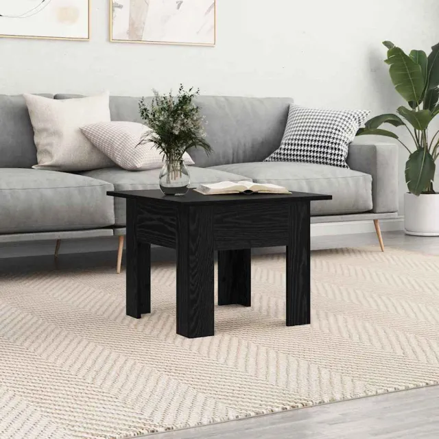 vidaXL Salontafel Zwart Eiken 55 x 55 x 42 cm Bewerkt hout, foto 2