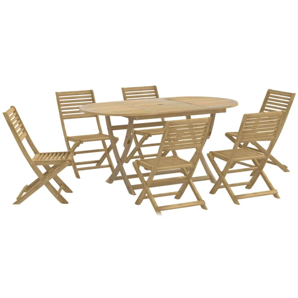 vidaXL 7-delige Tuinset massief acaciahout Bruin