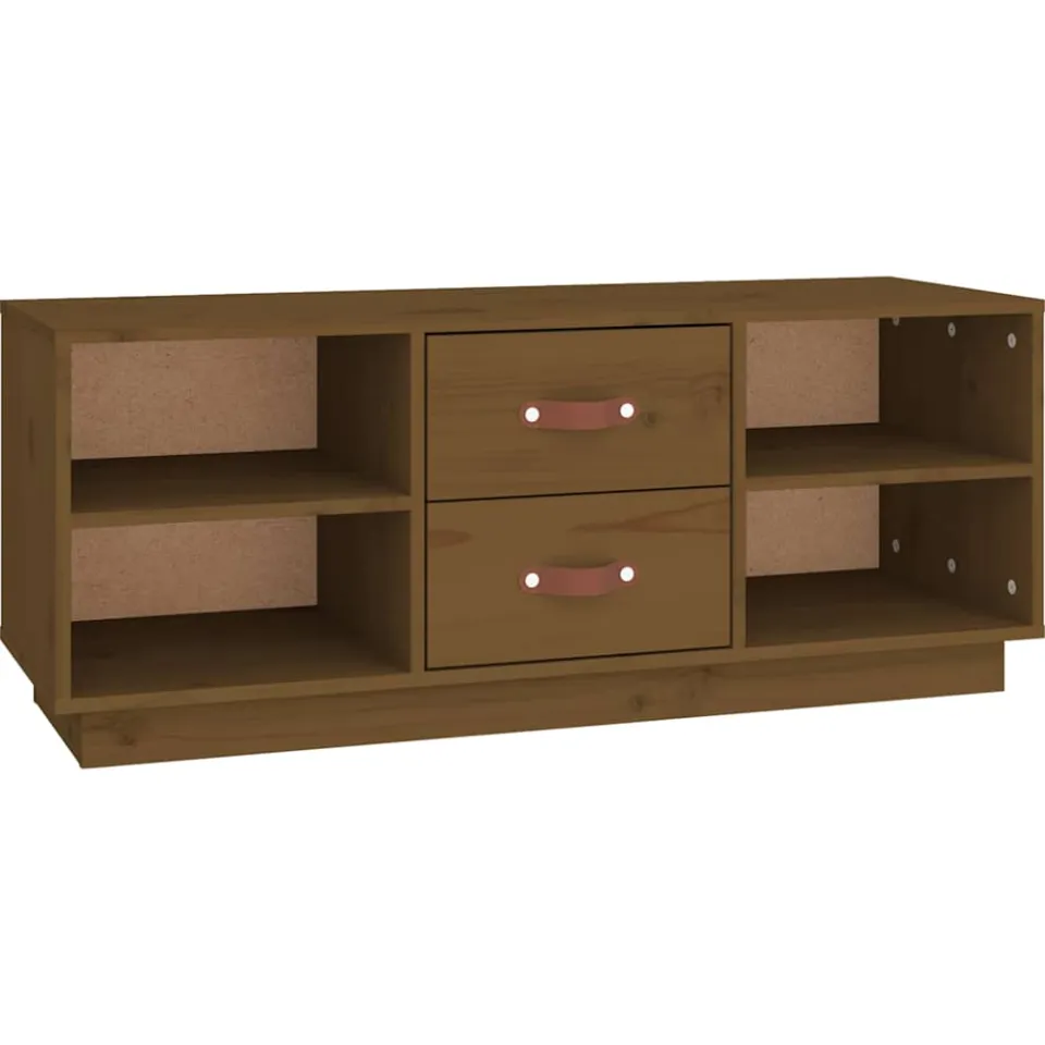 vidaXL Tv-meubel 100x34x40 cm massief grenenhout honingbruin