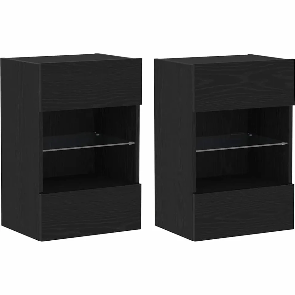 vidaXL Tv-meubelset 2 st Zwart Bewerkt hout