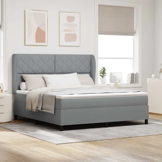 vidaXL Boxspring bed met hoofdeinde Lichtgrijs 180 x 200 cm Stof