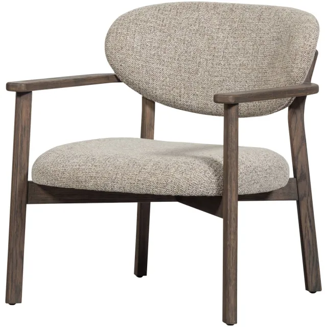WOOOD Udar Fauteuil Met Houten Frame - Polyester - Donkerbruin brown