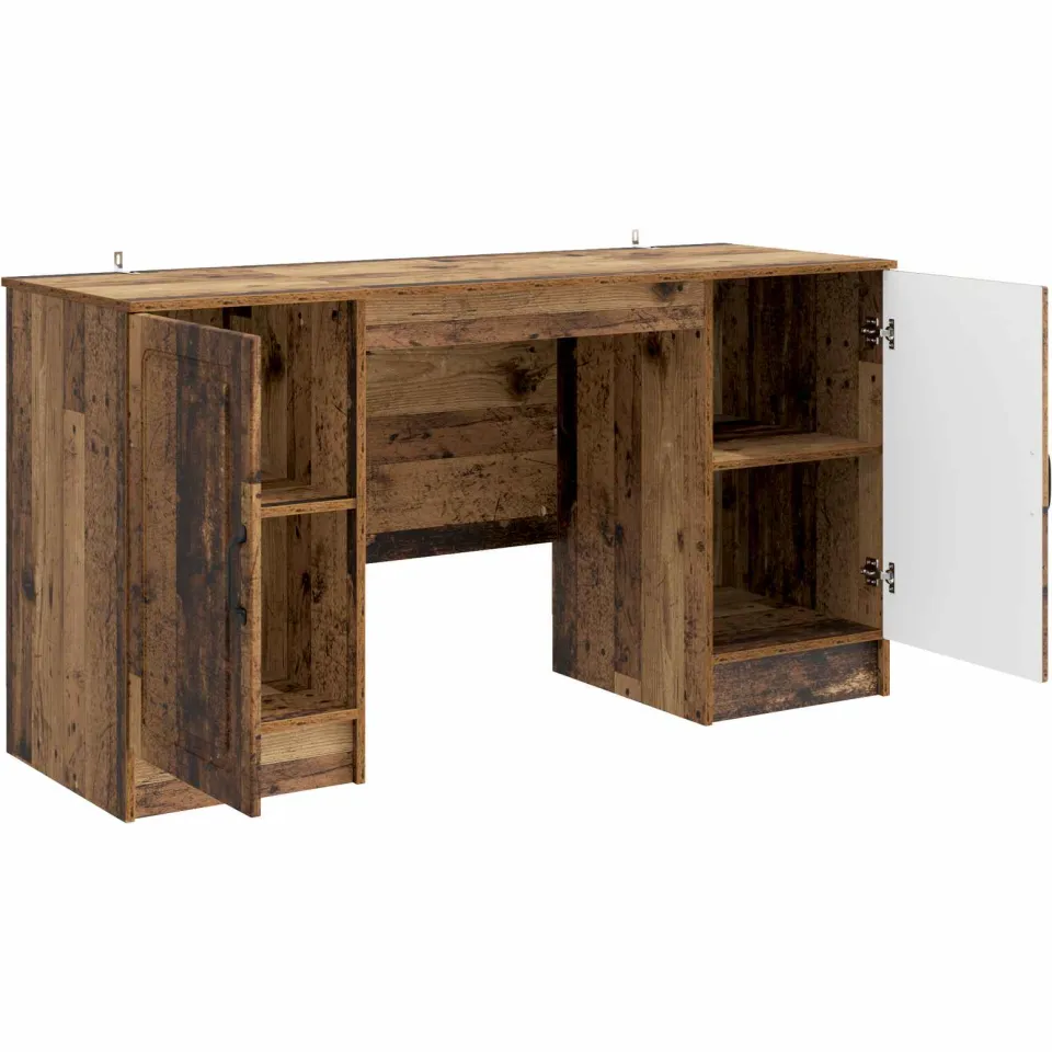 vidaXL Bureau Oud hout 142,5 x 50 x 75 cm Bewerkt hout bruin, foto 4