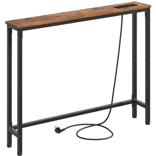 Unyqoos Stijlvolle consoletafel met ingebouwd laadstation en industrieel design zwart