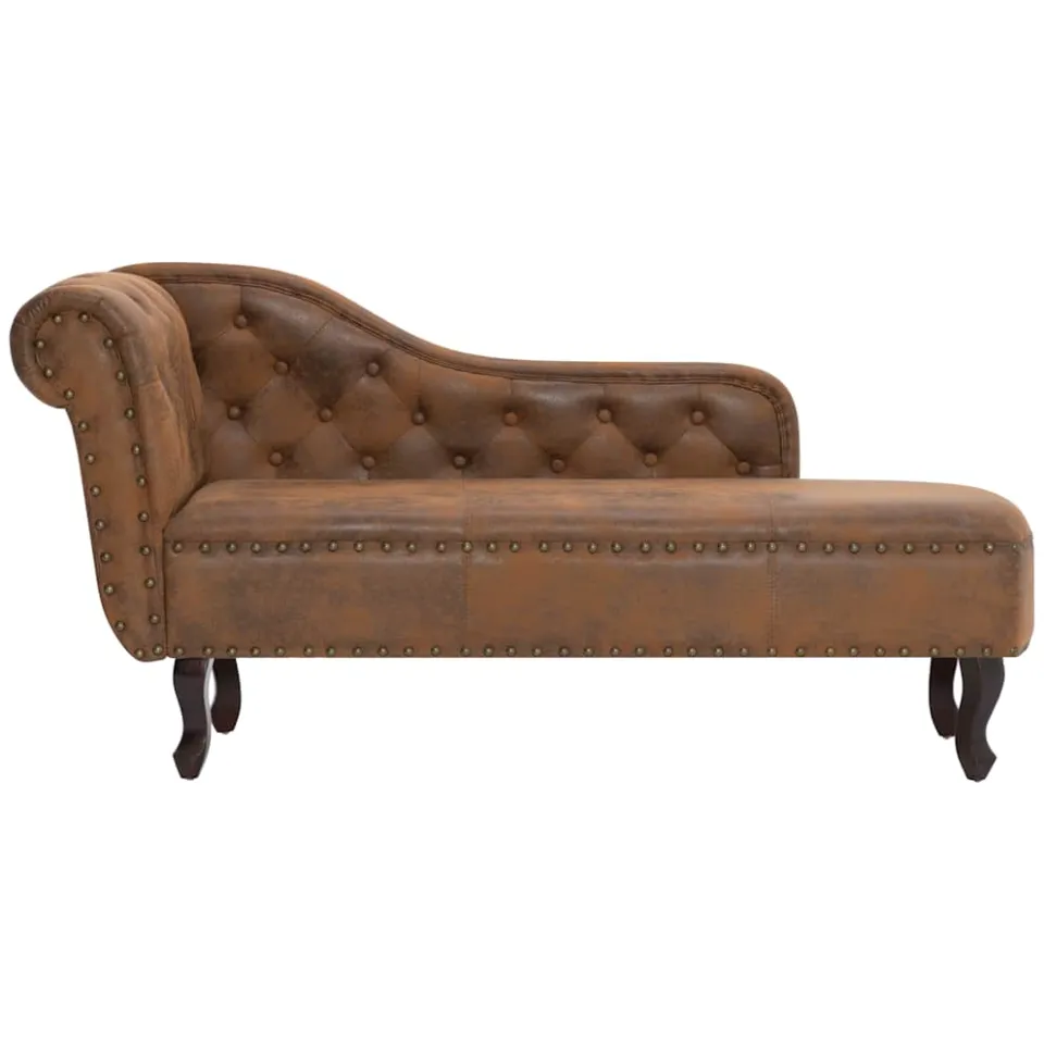 vidaXL Chaise longue kunstsuède bruin, foto 3