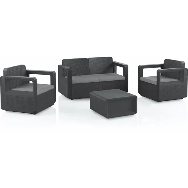 Happyment Luxe tuinset - 4 persoons - Loungeset tafel - Wasbare kussens - Tuinsets - Tuintafel met stoelen - Tuinmeubels Grijs