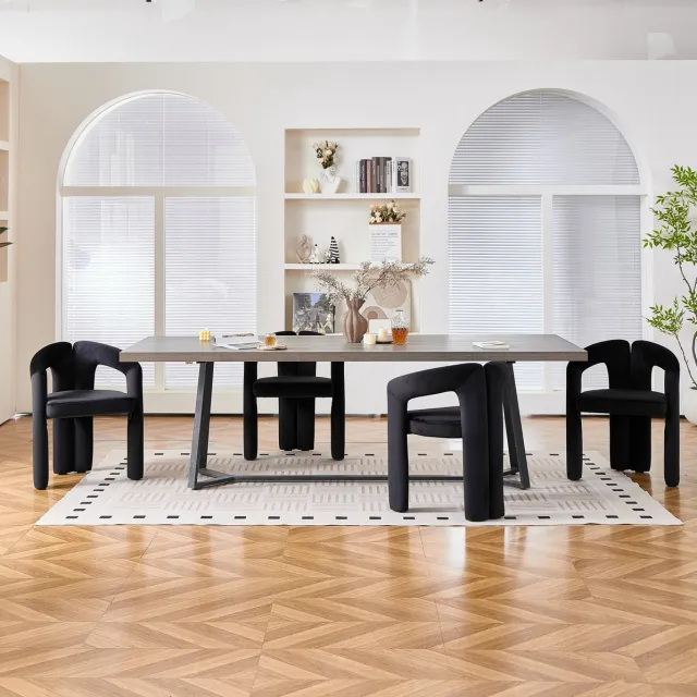 MIVRAY Eetkamerstoel Set Van 2 - Moderne Kuipstoel Armleuningen Comfortabel - Velvet - Zwart