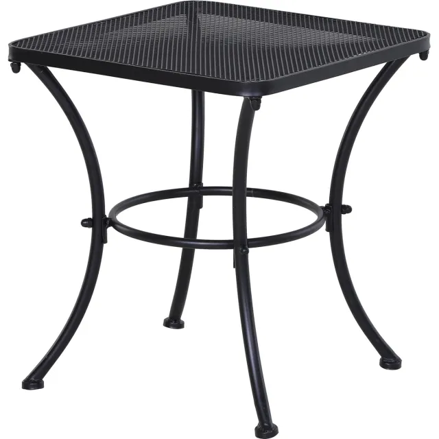 Killogood Bijzettafel tuintafel 45 x 45 x 50 cm rechthoekig weervast in mesh-stijl balkontafel metaal kampeertafel salontafel voor woonkamer kantoor buiten binnen zwart
