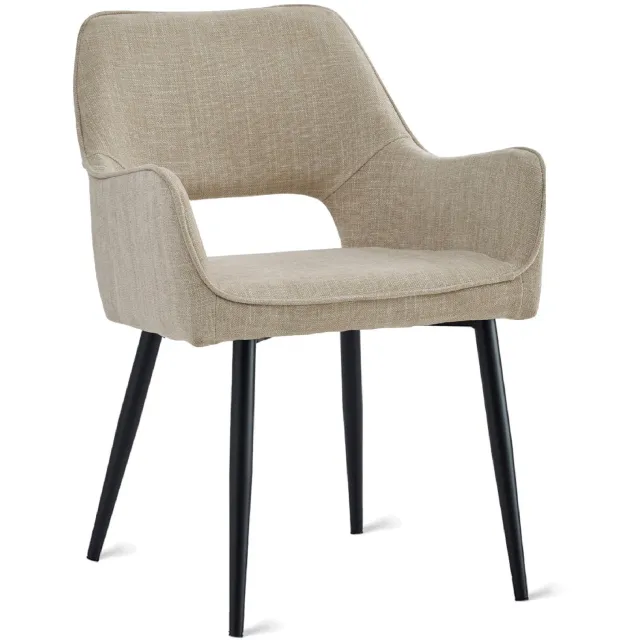 Nest of Nora Set van 2 - Nest of Nora Eetkamerstoelen Ronn Keukenstoelen - Stof - Crème Gebroken wit