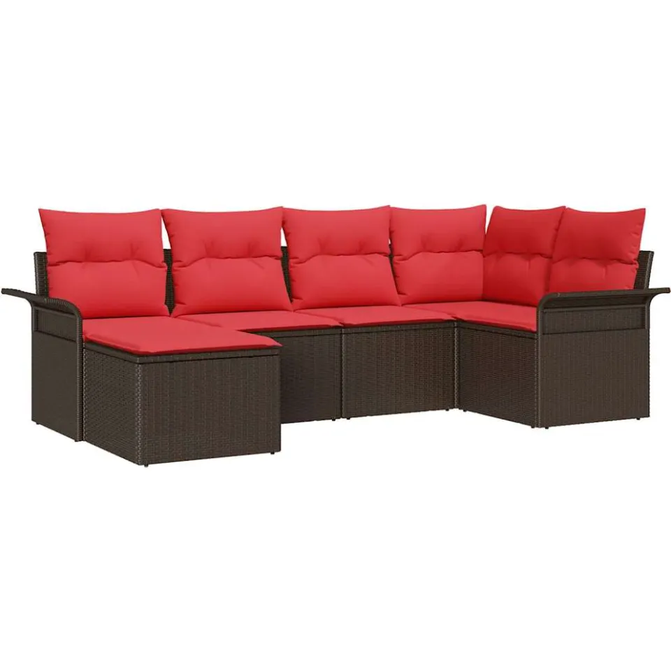 vidaXL Tuin Sofa Set 6 st Bruin poly rattan