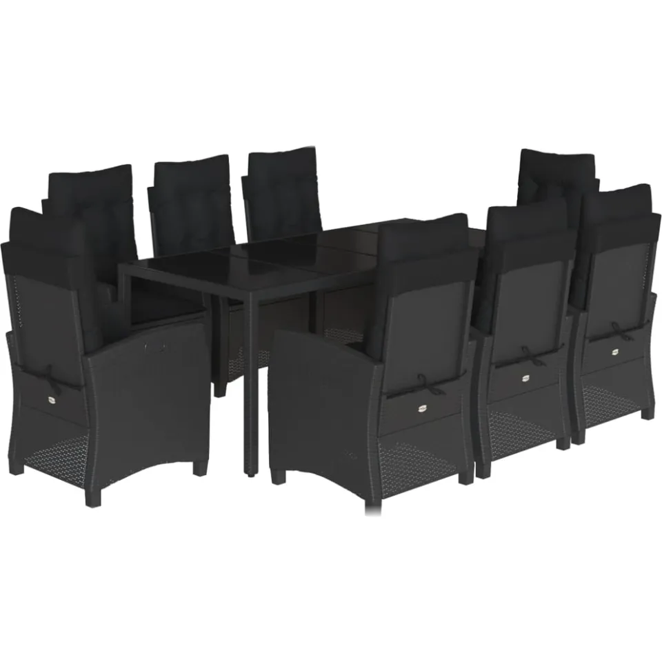 vidaXL 9-delige Tuinset poly rattan zwart, foto 3