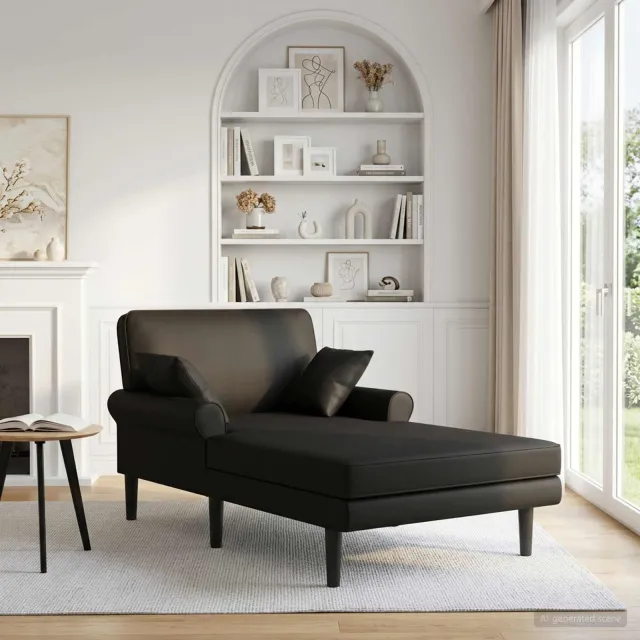 vidaXL Chaise longue Zwart Kunstleer