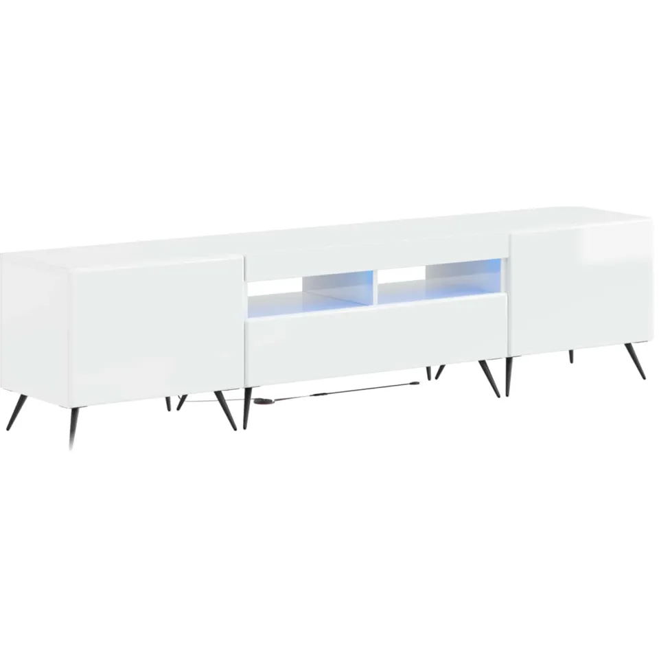 vidaXL LED tv-meubel BREDA 3 st Hoogglans Wit Bewerkt hout