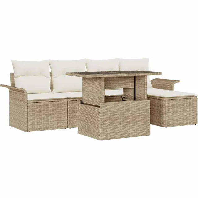 vidaXL Tuin Sofa Set 6 st Beige [Synthetisch]: Poly Rattan, foto 2