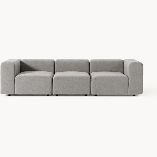 Westwing Collection Modulaire bouclé bank Lena (4-zits) Grijs