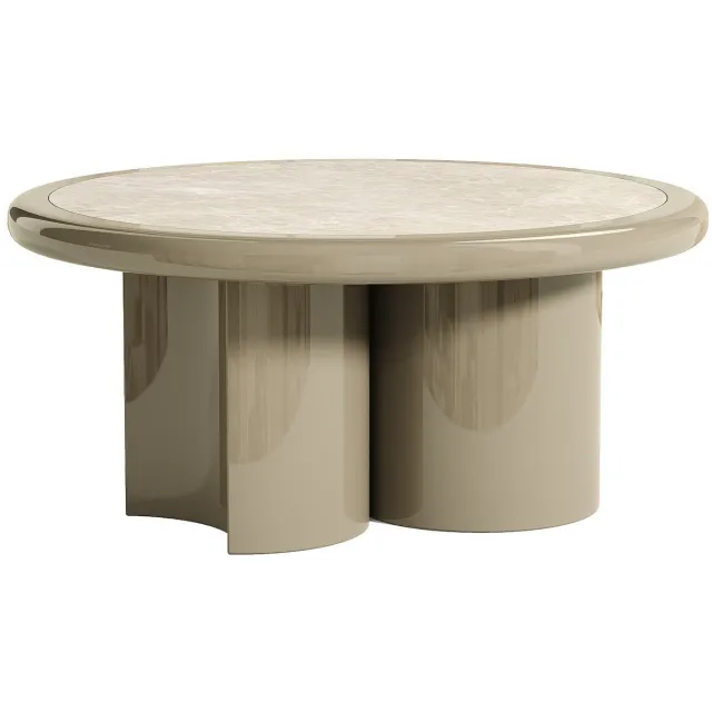 Vente-unique Salontafel van marmer en MDF - Beige en gelakt taupe - DIRAMA Taupe, Beige