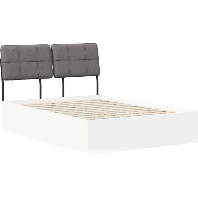 vidaXL Tweepersoonsbed met hoofdbord Wit en Lichtgrijs 150 x 200 cm