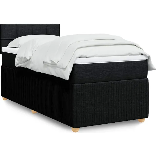 vidaXL Boxspring met matras stof zwart 100x200 cm