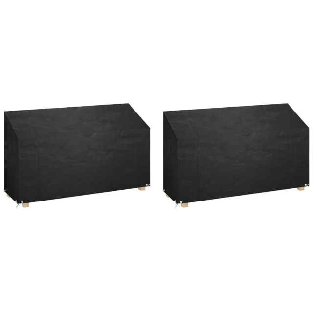 vidaXL Tuinbankhoezen 2 st 12 oogjes 210x70x70/88 cm polyetheen zwart, foto 2