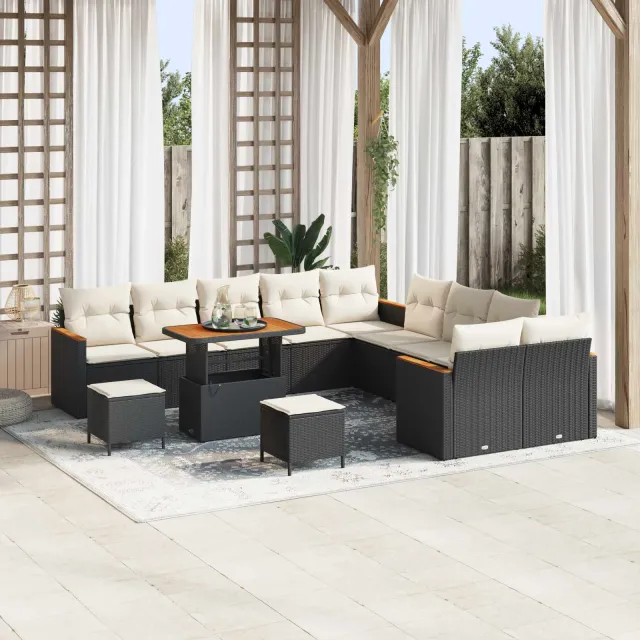 vidaXL Tuinbankenset 13 st Zwart poly rattan