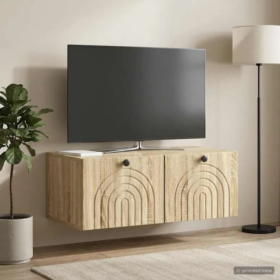 vidaXL Wandbeugel TV-kast Sonoma Eiken 78,5 x 41 x 30 cm Bewerkt hout, foto 4