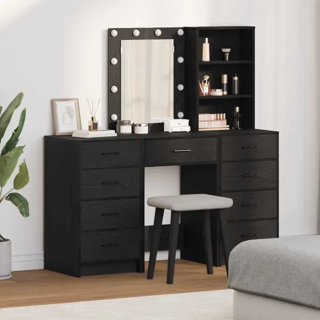 vidaXL Plafondtafel 3 st Zwart 40 x 41 x 135 cm Bewerkt hout, foto 2