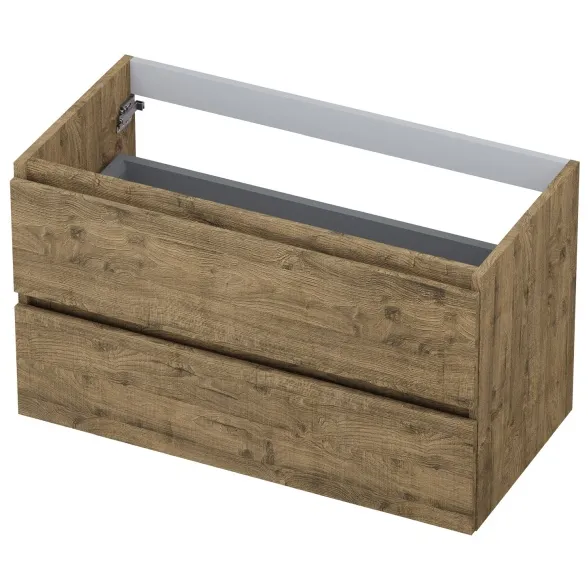 Ink onderkast met 2 laden greeploos en houten keerlijst naturel eiken
