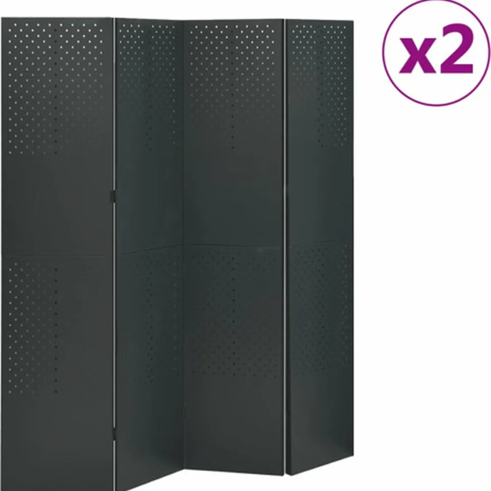 vidaXL Kamerschermen 2 st met 4 panelen 160x180 cm staal antraciet, foto 3